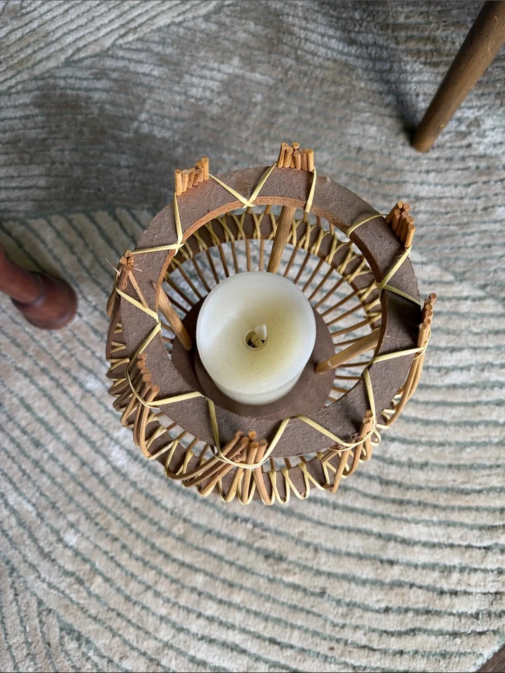 Wicker Tripod Lantern in Natural Brown
